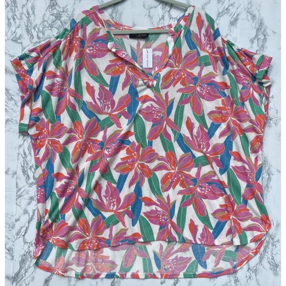 Lane Bryant Womens Plus Size 26/28 Floral Print Short Sleeve Top - Picture 1 of 7